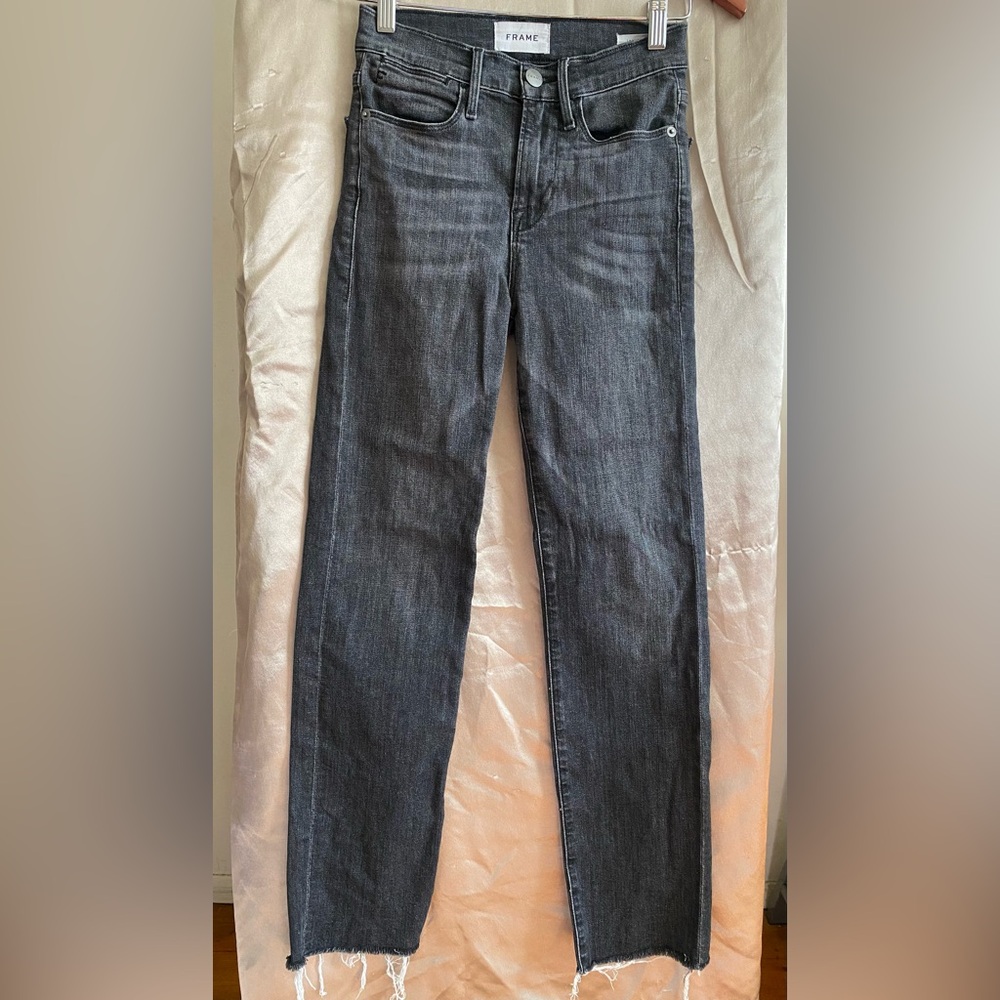 Frame Denim Dark Gray Women's Le High Straight Jeans